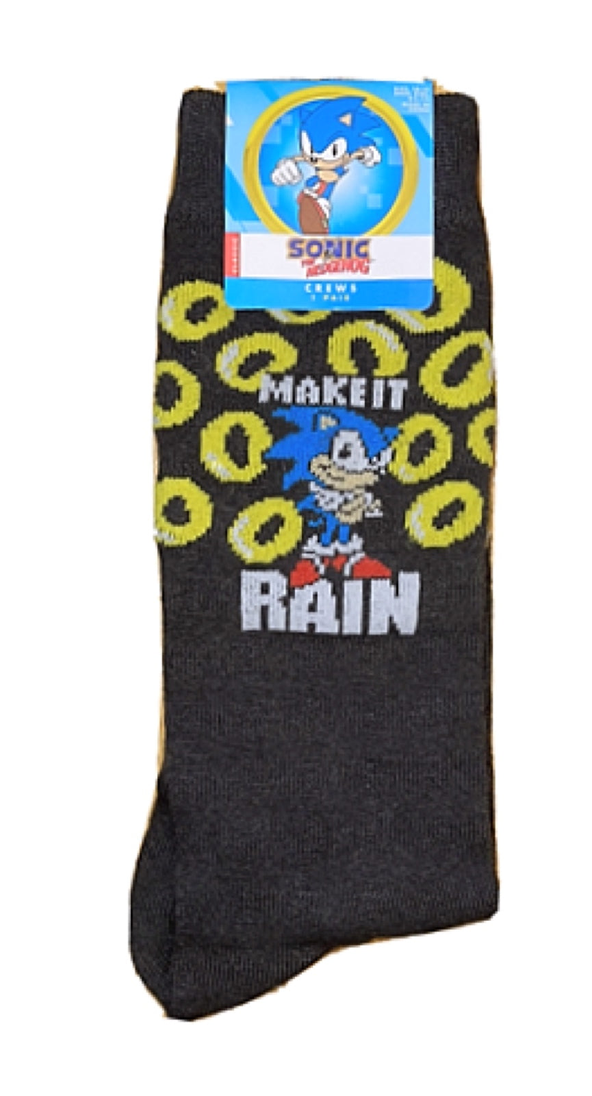 SONIC THE HEDGEHOG Men's 360 Crew Socks BIOWORLD Brand