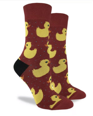 GOOD LUCK SOCK Brand Ladies YELLOW RUBBER DUCK Socks - Novelty Socks for Less