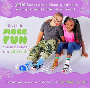 PALS SOCKS Brand Unisex FROG & TURTLE Mismatched Gripper Bottom Socks - Novelty Socks for Less