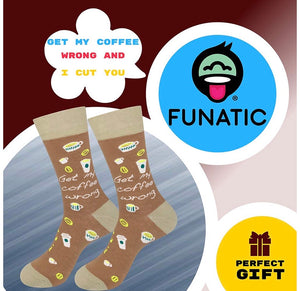 FUNATIC Brand Unisex ‘GET MY COFFEE WRONG, I CUT YOU’ Socks - Novelty Socks for Less