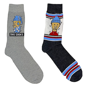 BEAVIS & BUTT-HEAD MEN’S 2 PAIR OF HOLIDAY SOCKS ‘THIS SUCKS’ - Novelty Socks for Less