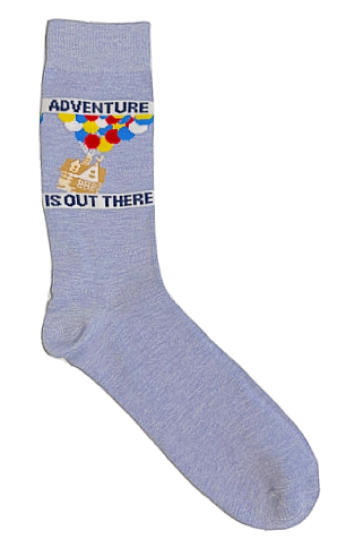 Disney’s UP Mens Socks CARL & ELLIE’S HOUSE ‘ADVENTURE IS OUT THERE’