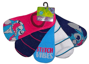 DISNEY LILO & STITCH Ladies 5 Pair Of No Show Liner Socks ‘STITCH VIBES’ - Novelty Socks for Less