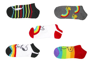 PEANUTS Ladies 5 Pair Of RAINBOW PRIDE Socks SNOOPY & WOODSTOCK - Novelty Socks for Less