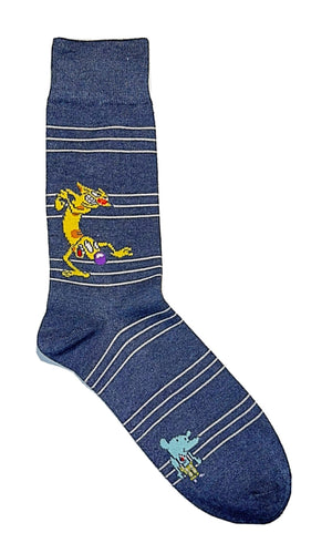 CATDOG Men’s NAVY BLUE Socks With WINSLOW T ODDFELLOW - Novelty Socks for Less