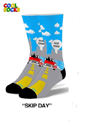 FERRIS BUELLER’S DAY OFF MOVIE ‘SKIP DAY’ Men's Socks COOL SOCKS BRAND - Novelty Socks for Less