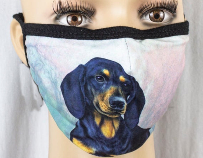 E&S Pets Brand BLACK DACHSHUND Dog Adult Face Mask Cover
