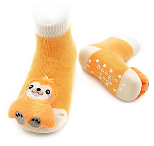 BOOGIE TOES Unisex Baby SLOTH RATTLE GRIPPER BOTTOM SOCKS By PIERO LIVENTI - Novelty Socks for Less