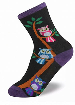 FOOZYS Brand Kids OWLS ON TREES Socks Ages 5-10 Years - Novelty Socks for Less