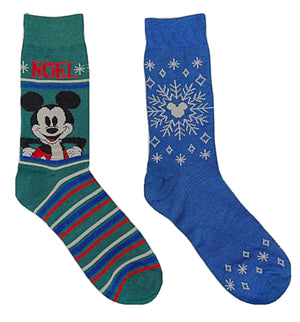 DISNEY MEN’S MICKEY MOUSE CHRISTMAS 2 PAIR OF SOCKS ‘NOEL’ - Novelty Socks for Less