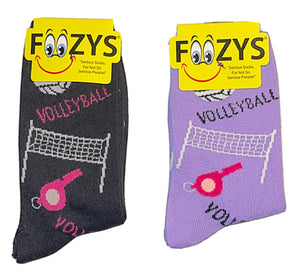 FOOZYS BRAND Ladies 2 Pair VOLLEYBALL Socks - Novelty Socks for Less