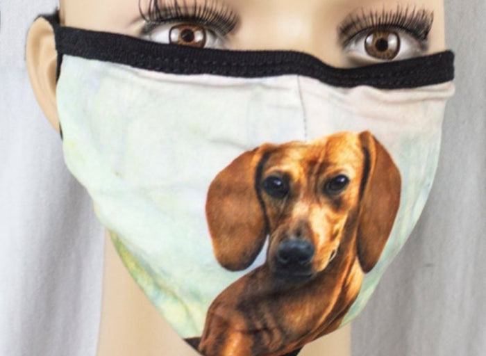 E&S Pets Brand RED DACHSHUND Dog Adult Face Mask Cover