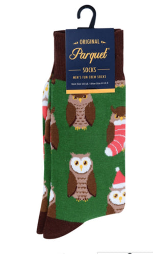 PARQUET Brand Men’s CHRISTMAS OWLS Socks - Novelty Socks for Less