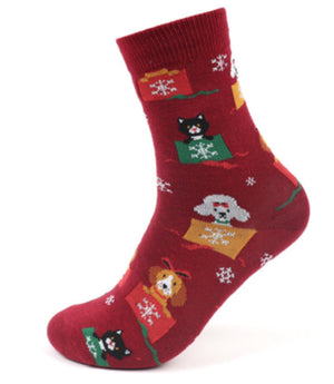 PARQUET BRAND Ladies CHRISTMAS CATS & DOGS Socks - Novelty Socks for Less