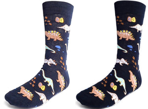 Parquet Brand Men’s DINOSAUR Socks (CHOOSE COLOR BLACK OR BLUE) - Novelty Socks for Less