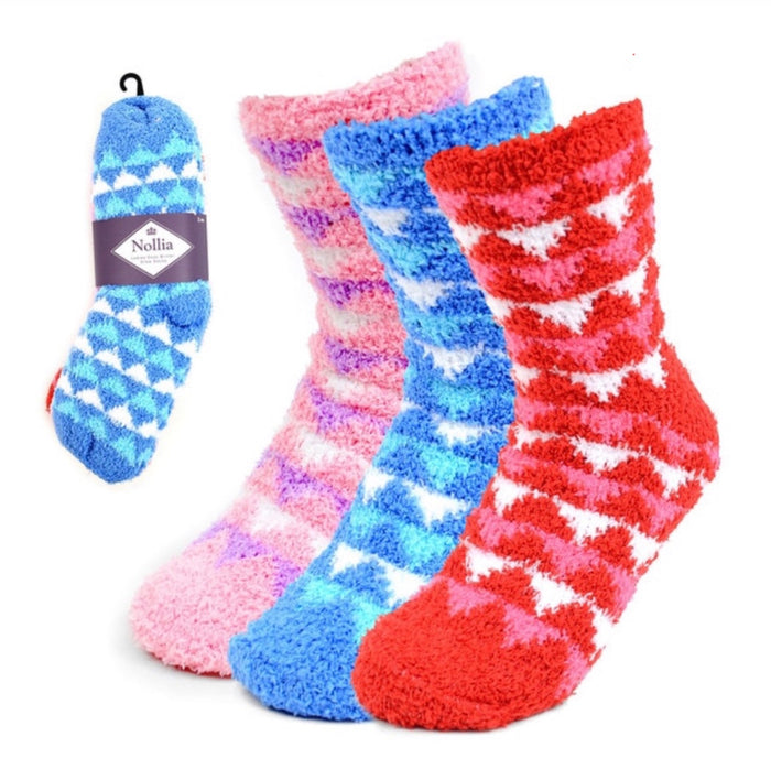 NOLLIA BRAND Ladies 3 Pair Warm & Fuzzy Socks