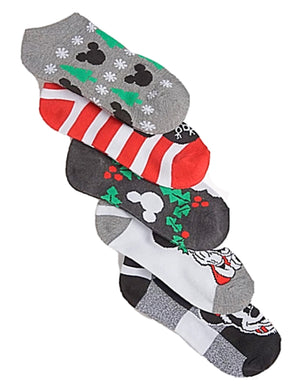 DISNEY Ladies 5 Pair Of CHRISTMAS No Show Socks MICKEY & MINNIE - Novelty Socks for Less