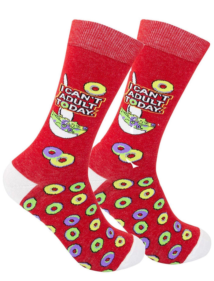 FUNATIC Brand Unisex ‘I CAN’T ADULT TODAY’ Socks With FROOT LOOPS