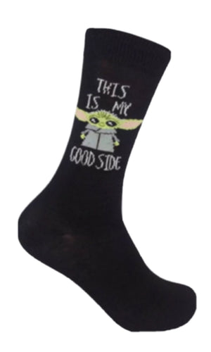 STAR WARS Men’s BABY YODA Socks ‘THIS IS MY GOOD SIDE’ - Novelty Socks for Less