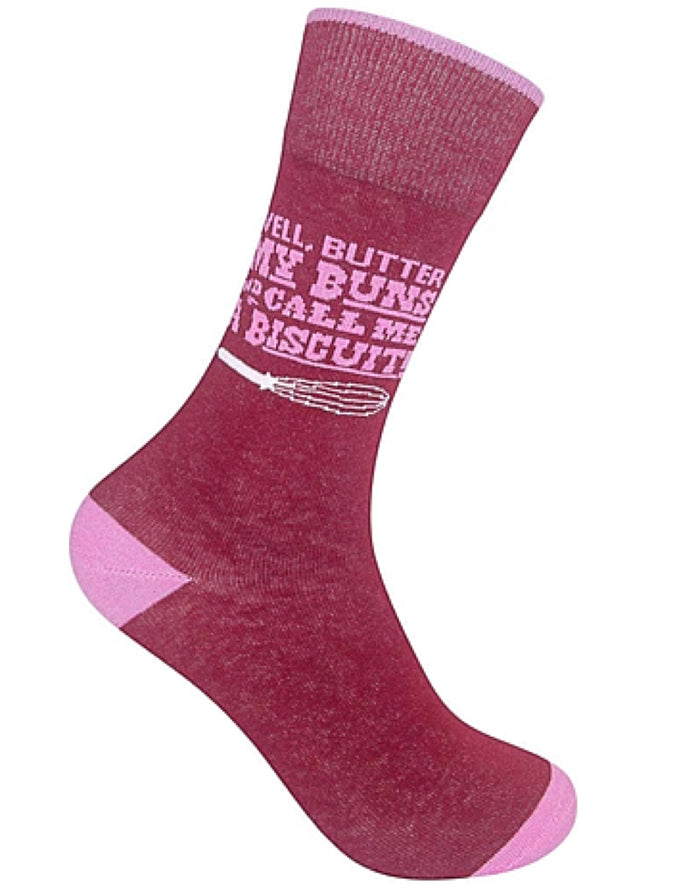 FUNATIC Brand Unisex Socks ‘WELL BUTTER MY BUNS & CALL ME A BISCUIT’