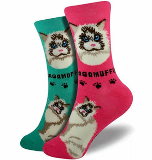 FOOZYS Brand Ladies RAGAMUFFIN CAT Socks - Novelty Socks for Less