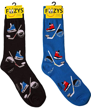 FOOZYS Brand Men’s HOCKEY 2 Pair Crew Socks - Novelty Socks for Less