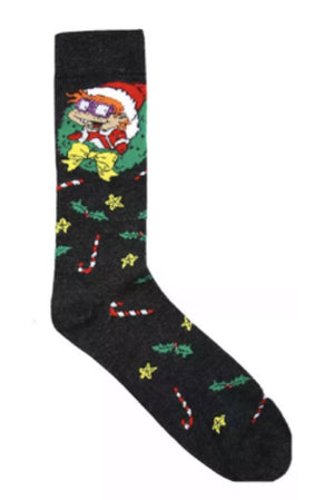RUGRATS Mens CHRISTMAS Socks CHUCKIE IN SANTA HAT - Novelty Socks for Less