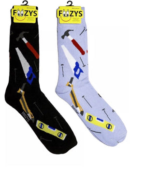 FOOZYS Men’s 2 Pair CARPENTRY/TOOLS Socks - Novelty Socks for Less