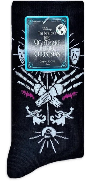 DISNEY NIGHTMARE BEFORE CHRISTMAS Ladies 2 Pair Of Socks ‘MASTER OF FREIGHT’ - Novelty Socks for Less