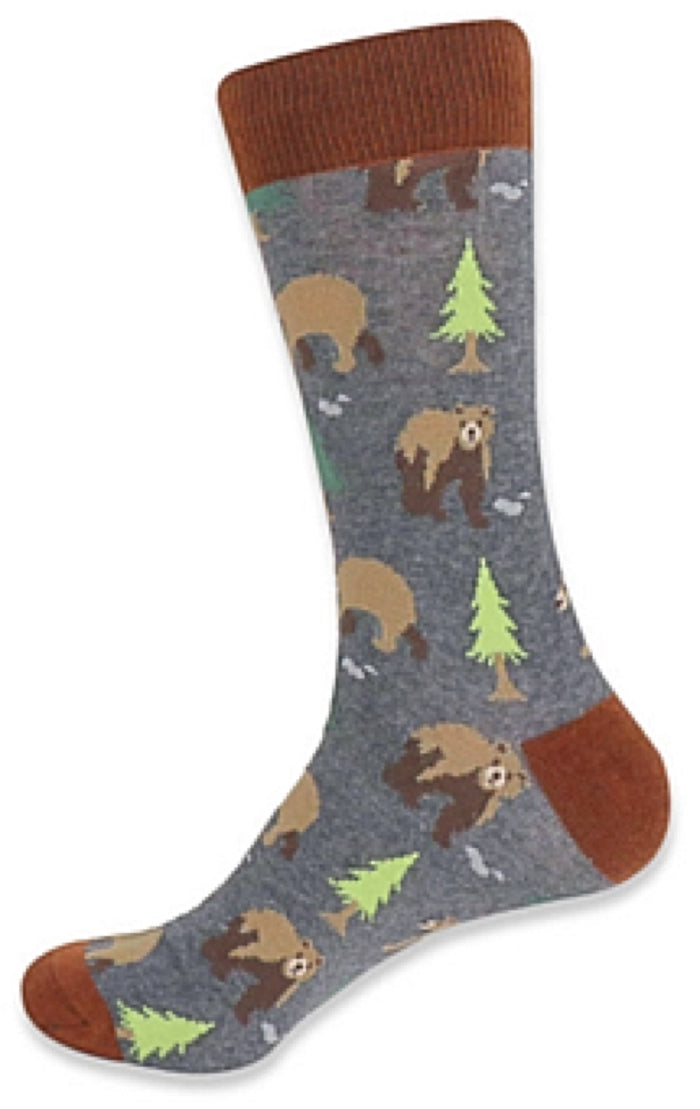 PARQUET Men's Gray with BROWN BEAR Socks