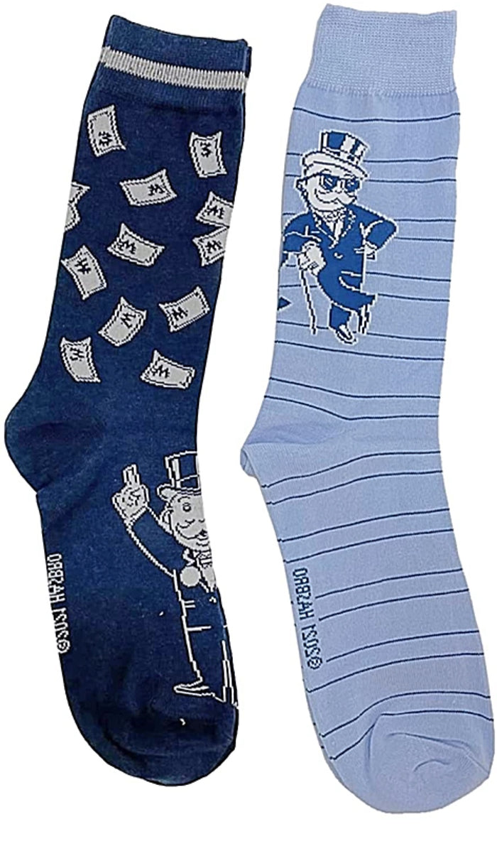 MONOPOLY Men’s 2 Pair Of RICH UNCLE PENNYBAGS Socks With CASH