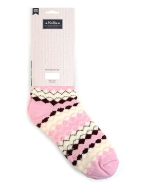 NOLLIA BRAND Ladies Pink Winter Theme Non-Skid Sherpa Slipper Socks - Novelty Socks for Less
