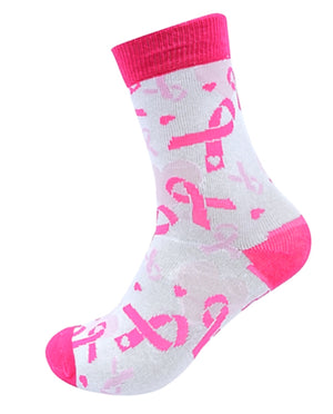 PARQUET Brand Ladies PINK BREAST CANCER RIBBON AWARENESS Socks - Novelty Socks for Less