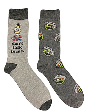 SESAME STREET Men’s 2 Pair Of Socks BERT & OSCAR THE GROUCH 'DON'T TALK TO ME' - Novelty Socks for Less