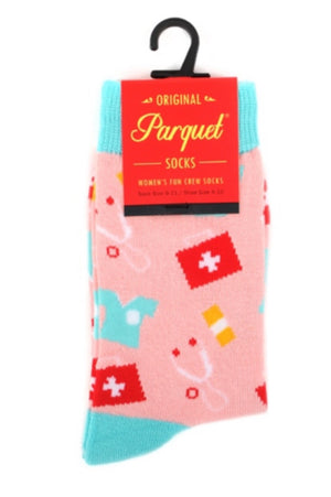 PARQUET BRAND Ladies DOCTOR/NURSE/EMT Socks - Novelty Socks for Less