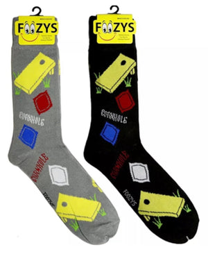 FOOZYS Men’s 2 Pair CORNHOLE Socks - Novelty Socks for Less
