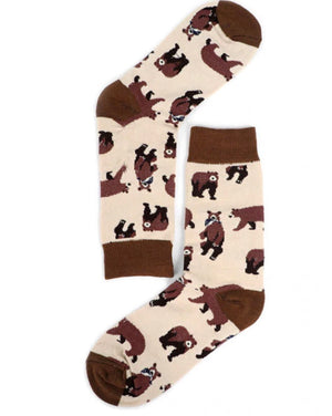 PARQUET Brand Ladies BROWN BEARS Socks - Novelty Socks for Less