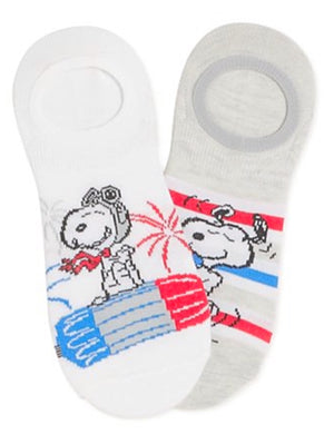 PEANUTS Ladies 2 Pair Of Stay Put Liner Socks Patriotic SNOOPY - Novelty Socks for Less
