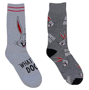 LOONEY TUNES Men's 2 PAIR Of Socks BUGS BUNNY Says 'WHAT'S UP DOC?' - Novelty Socks for Less