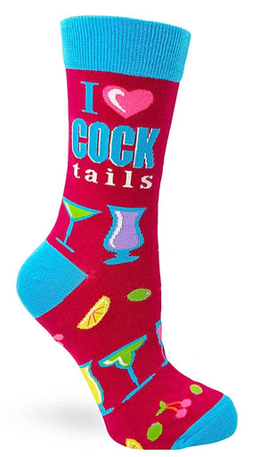 FABDAZ Brand Ladies DRINKS Socks ‘I LOVE COCK tails’ - Novelty Socks for Less