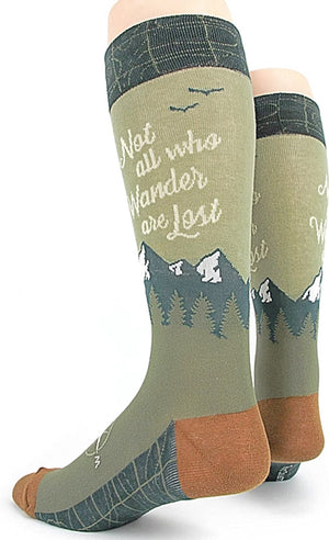 FOOT TRAFFIC Brand Mens NOT ALL WHO WANDER Socks - Novelty Socks for Less