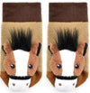 BOOGIE TOES Baby Unisex BROWN HORSE Rattle GRIPPER BOTTOM Socks by PIERO LIVENTI - Novelty Socks for Less