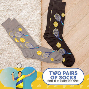 FOOZYS Brand Men’s 2 Pair Of TENNIS Socks - Novelty Socks for Less