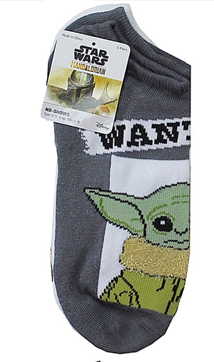 STAR WARS Ladies BABY YODA 5 Pair No Show Socks ‘WANTED’ With FUZZY SCARF - Novelty Socks for Less
