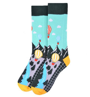 PARQUET BRAND Mens HOT AIR BALLOON Socks - Novelty Socks for Less