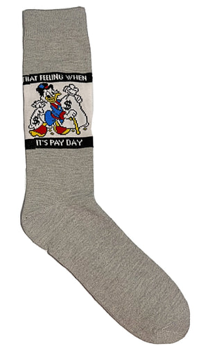 Disney DUCKTALES Men’s SCROOGE MCDUCK Socks ‘THAT FEELING WHEN IT’S PAY DAY’ - Novelty Socks for Less