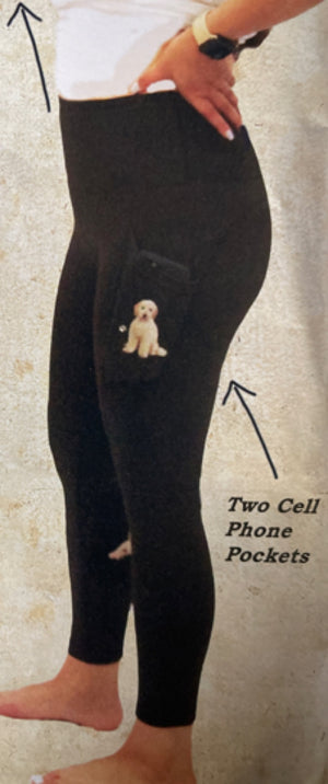 URBAN ATHLETICS Ladies PUG DOG High Rise Leggings With Pockets E&S Pets - Novelty Socks for Less