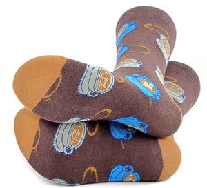 PARQUET BRAND Ladies COFFEE Socks Coffee Cups With Heart Shaped Foam - Novelty Socks for Less