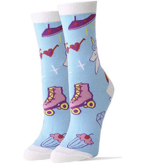 OOOH GEEZ BRAND Ladies ‘CUTE AF’ Socks UNICORN, ROLLER SKATES, DIAMONDS - Novelty Socks for Less