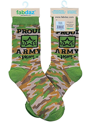 FABDAZ Brand Ladies PROUD U.S. ARMY MOM Socks - Novelty Socks for Less
